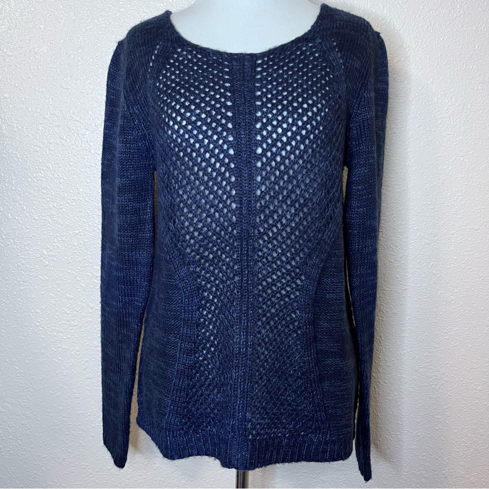 Devoted Women’s Long Sleeve Blue Crochet Sweater Top